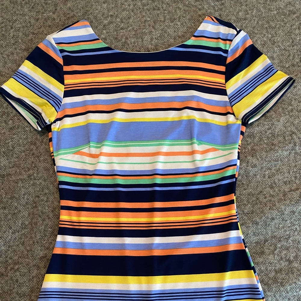 Blue Blush low back body con striped dress